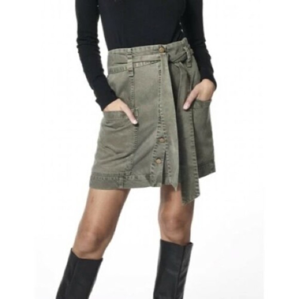 Young Fabulous & Broke Belted HW Button Up Skirt